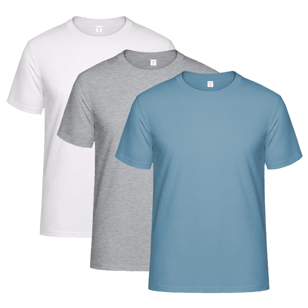 3x Premium Cotton Plain T-shirt Pack White – Gray – Sky Blue Color T ...